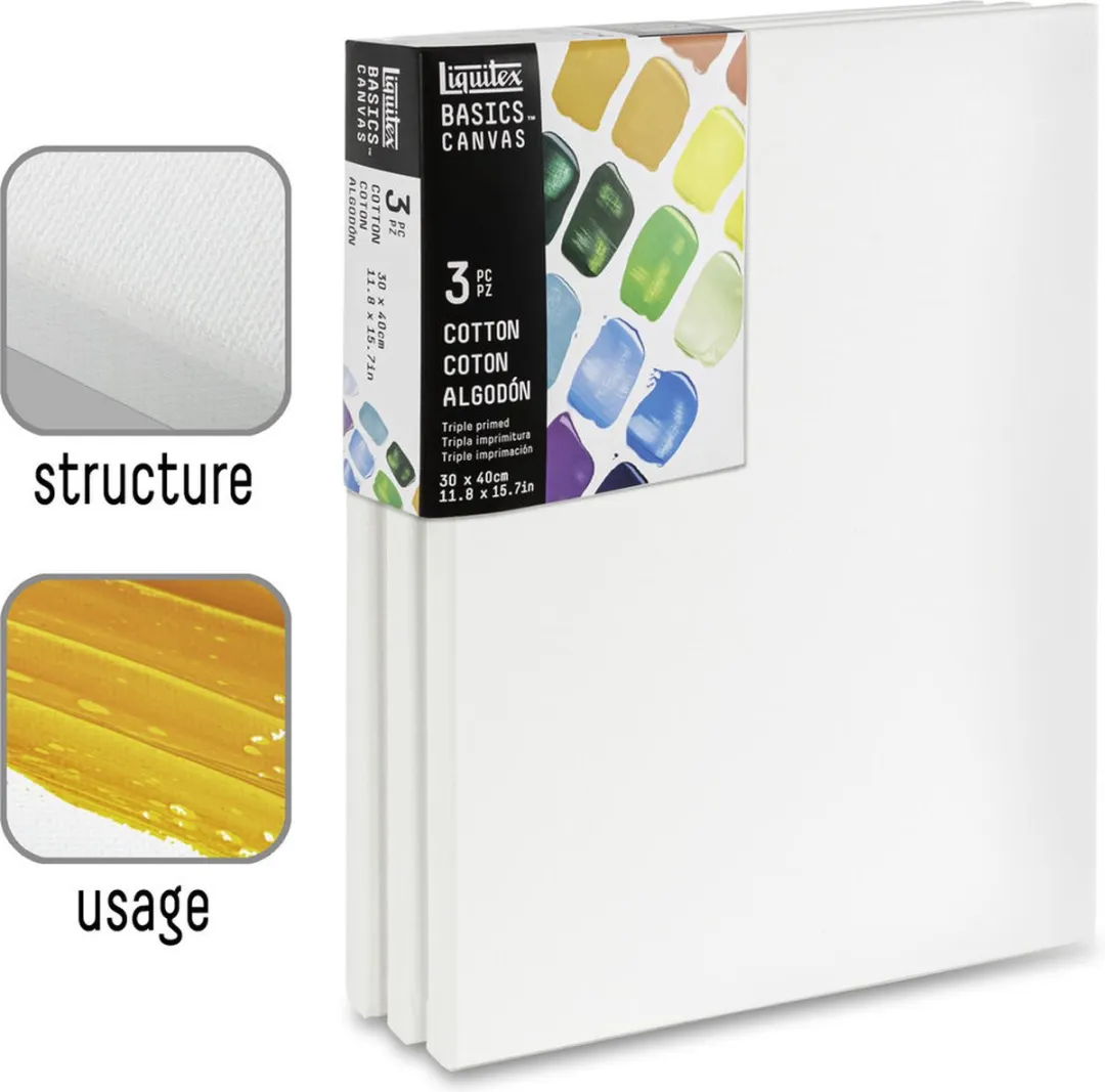 Liquitex Basics Canvas Set 3x 30x40cm - 100% Katoen 280g/m²
