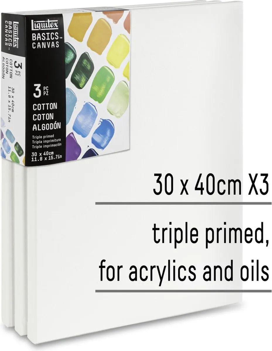 Liquitex Basics Canvas Set 3x 30x40cm - 100% Katoen 280g/m²