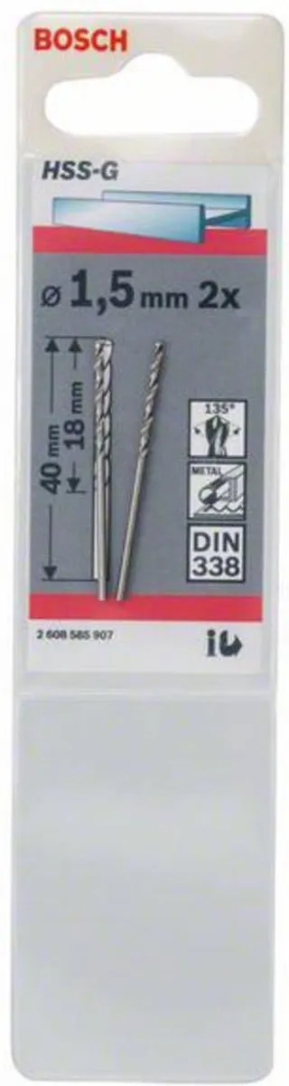 Bosch Metaalboren HSS-G 1,5mm - 2 Stuks
