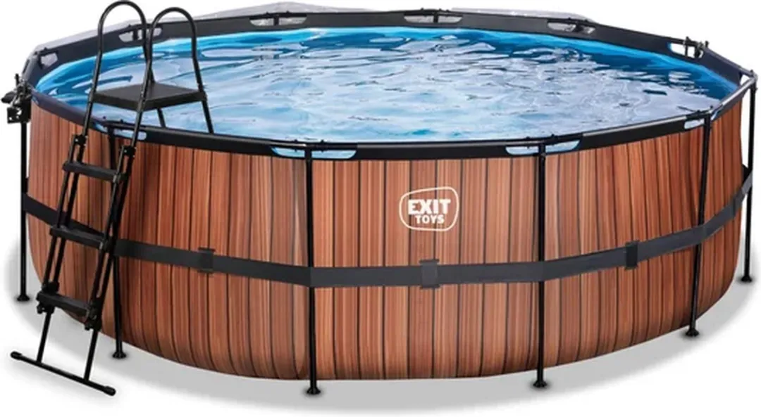 EXIT Wood Zwembad 447cm - 14.758L - Zandfilterpomp & Warmtepomp - Bruin - afbeelding 6 van 6