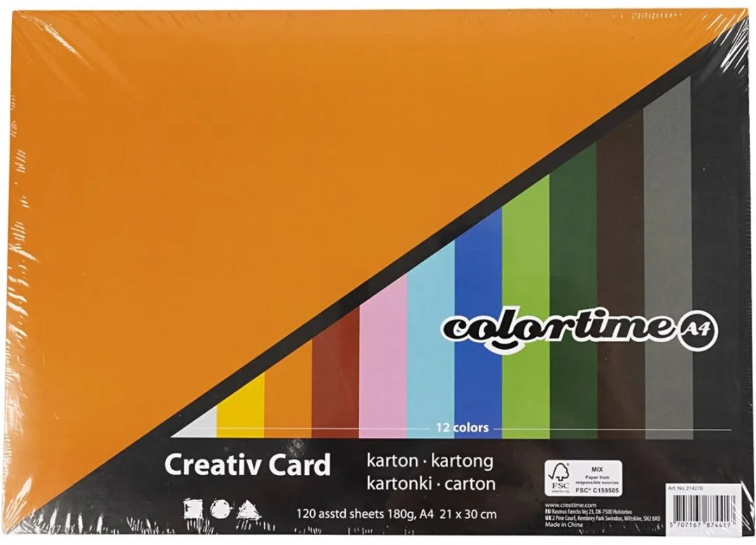 Creativ karton, A4 21x30 cm, 120 assorti vel