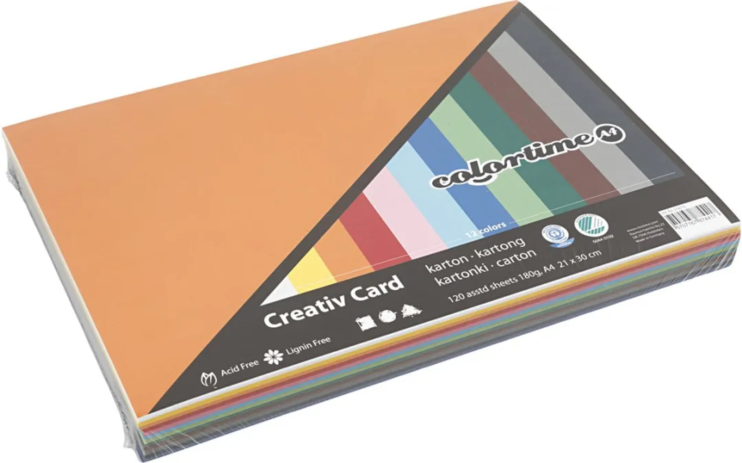 Creativ karton, A4 21x30 cm, 120 assorti vel