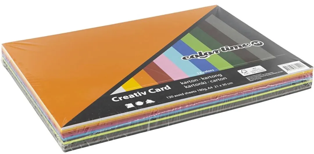 Creativ karton, A4 21x30 cm, 120 assorti vel