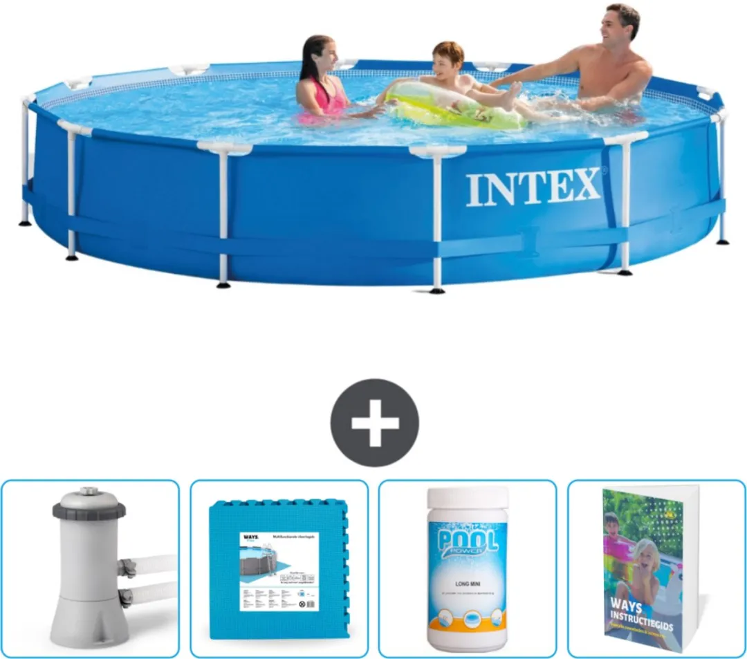 Intex 28210NP-Blauw Rond Frame Zwembad 366x76cm - Blauw