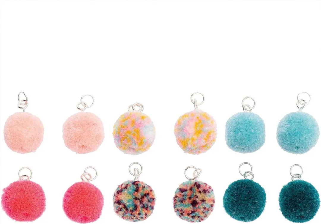 Rico Design Pompon Set 4 Stuks - 15mm - Zwart/Grijs