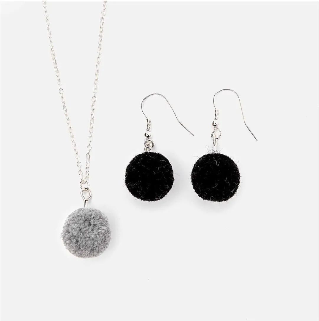 Rico Design Pompon Set 4 Stuks - 15mm - Zwart/Grijs