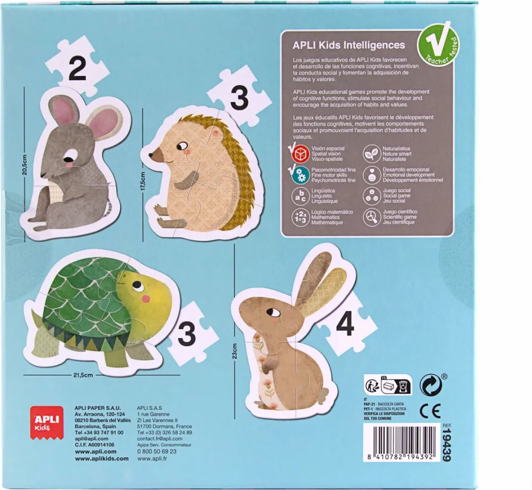 Apli Kids Dieren Puzzel 12 Stuks - Meerkleurig