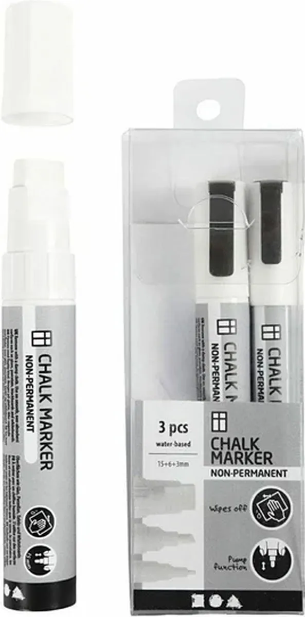 Creativ Company CC Chalk Markers Set 3 Stuks - Wit