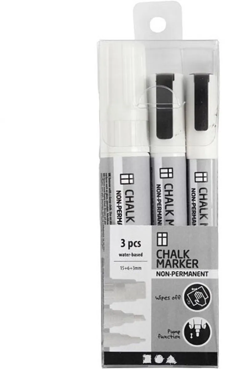 Creativ Company CC Chalk Markers Set 3 Stuks - Wit