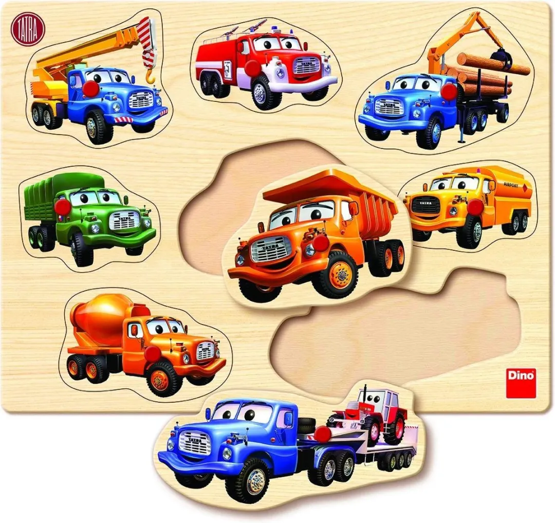 Dino Toys Houten Puzzel Tatra 8 Stuks - Multicolor