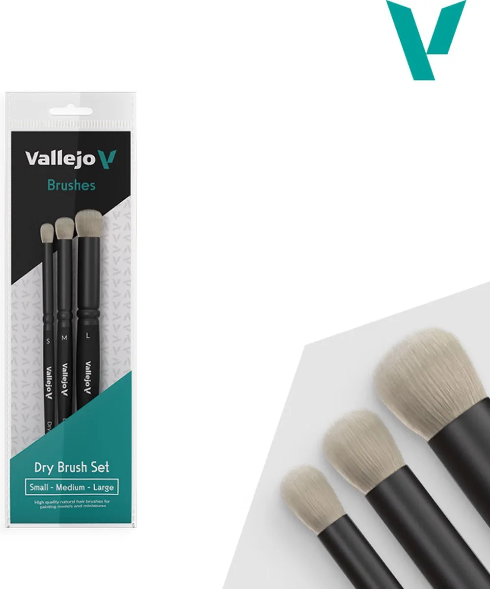 Vallejo Hobbypenseel VALB07990 Droge Penseelset - 3 Stuks