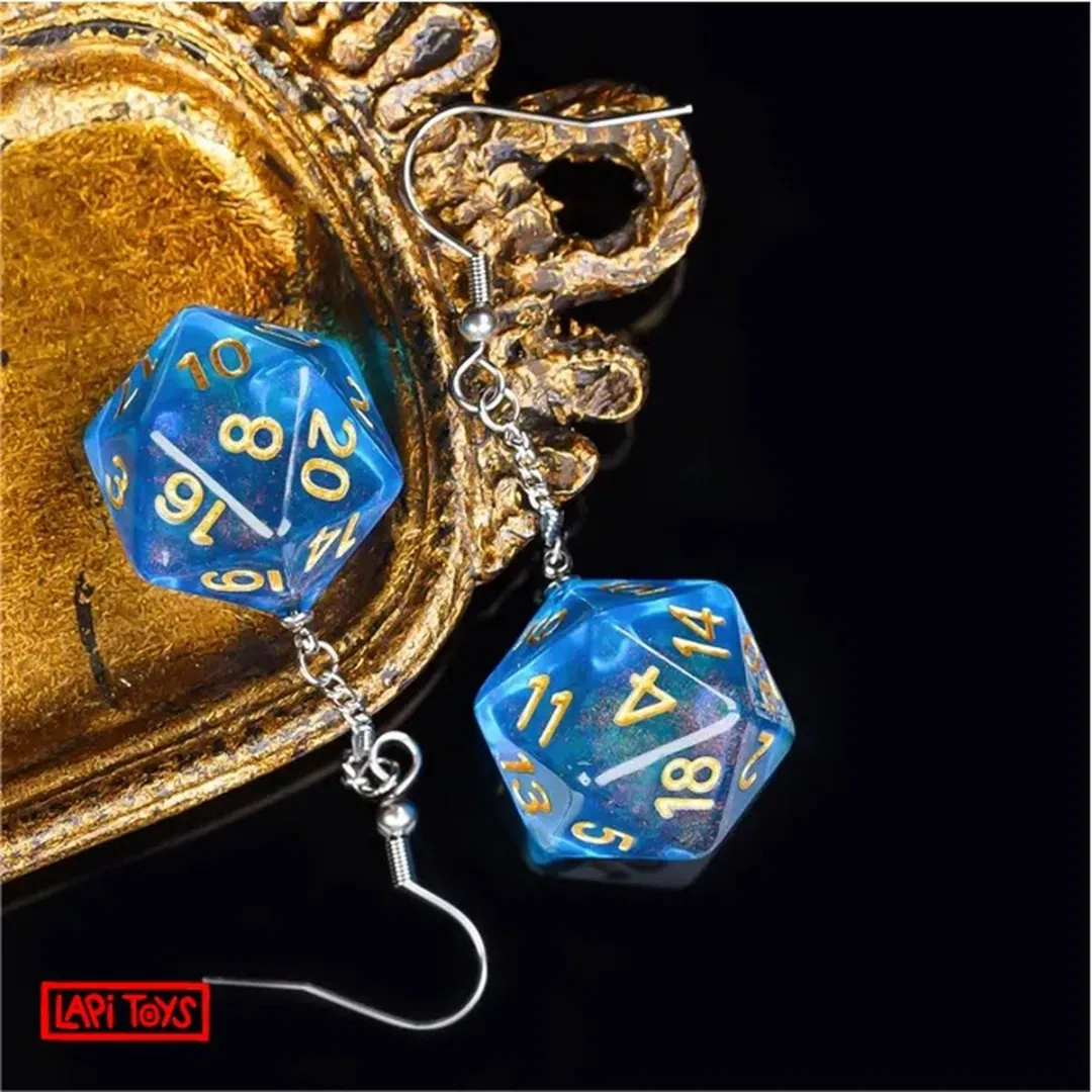 Lapi Toys DnD Oorbellen - Staal Resin - Blauw