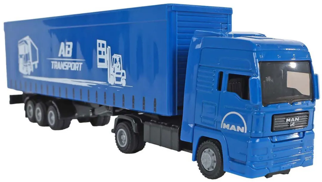 Kids Globe Man Vrachtwagen met Oplegger 30cm - Multi kleuren