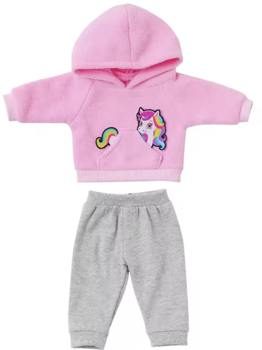 Happy U Kids Unicorn Joggingspak 018-915-02 - BabyBorn Pop 36-43cm - Roze/Grijs