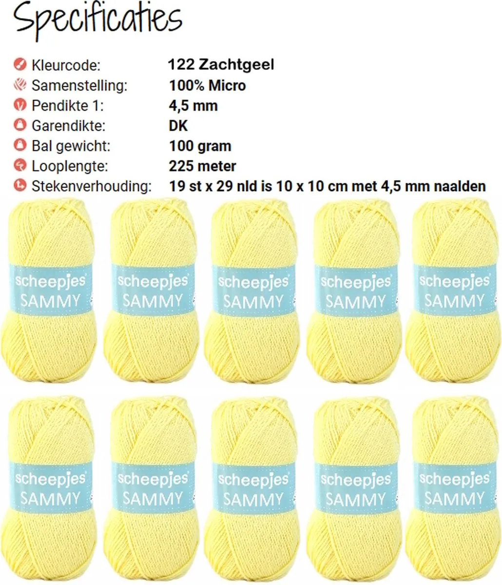 Scheepjes Sammy Wol - 122 Geel - 10x100g