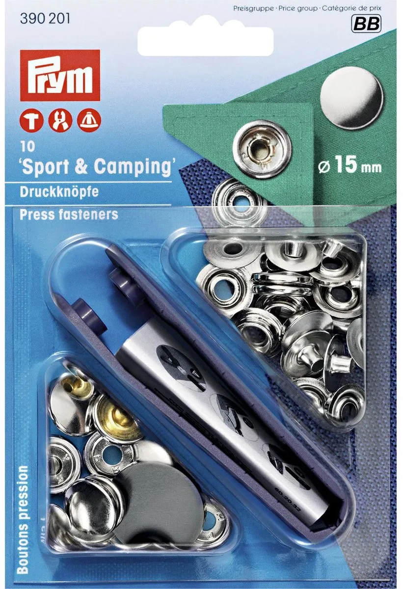 Prym Naaivrije Drukknopen 15mm - 1 Stuk - Zilver