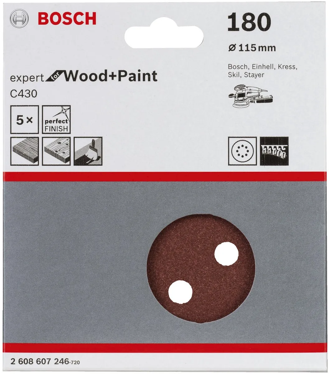 Bosch 5-delige Schuurbladenset 115mm - 180