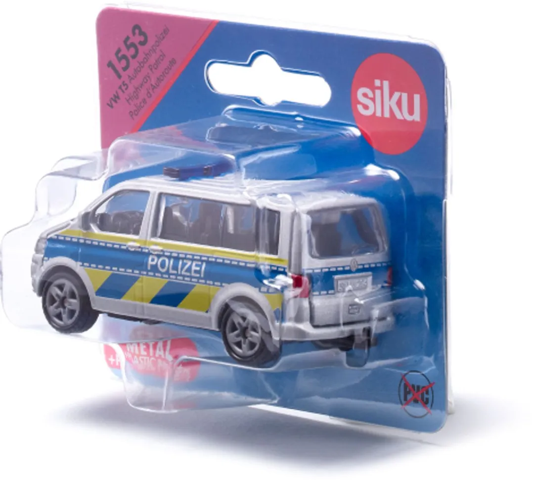 SIKU 1553 VW T5 Autowegpolitie - Metaal/Kunststof - Zilver