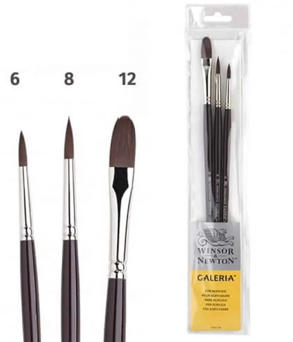 Winsor & Newton Galeria Interlocked Acrylverf Penselen Set 3 Stuks