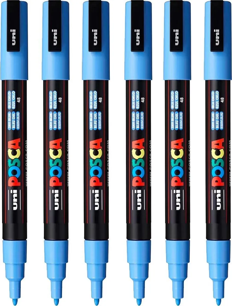 Posca PC-3M Fine Tip Verfstiften - Hemelblauw - 6 Stuks