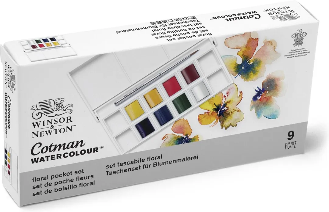Winsor & Newton Cotman Waterverf 8 Halve Pans Floral Pocket Set