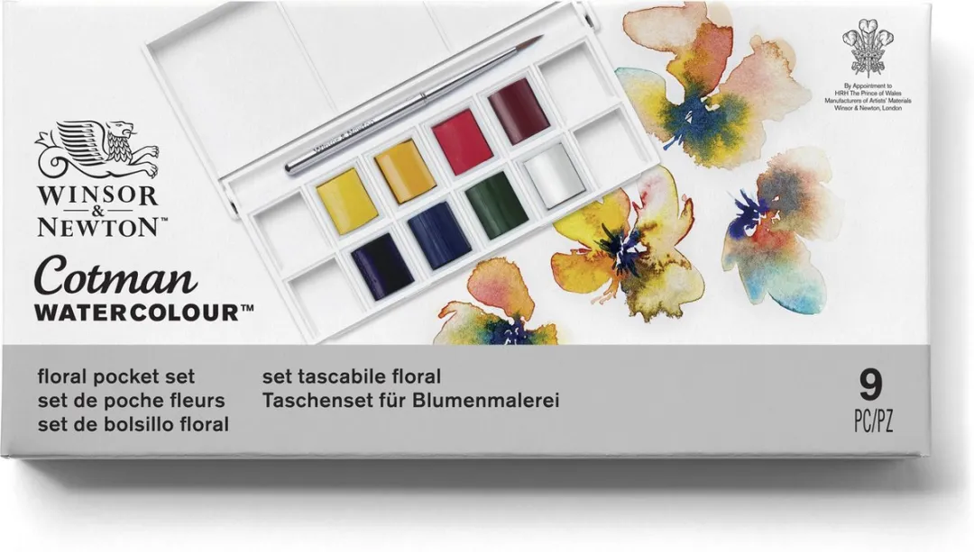 Winsor & Newton Cotman Waterverf 8 Halve Pans Floral Pocket Set