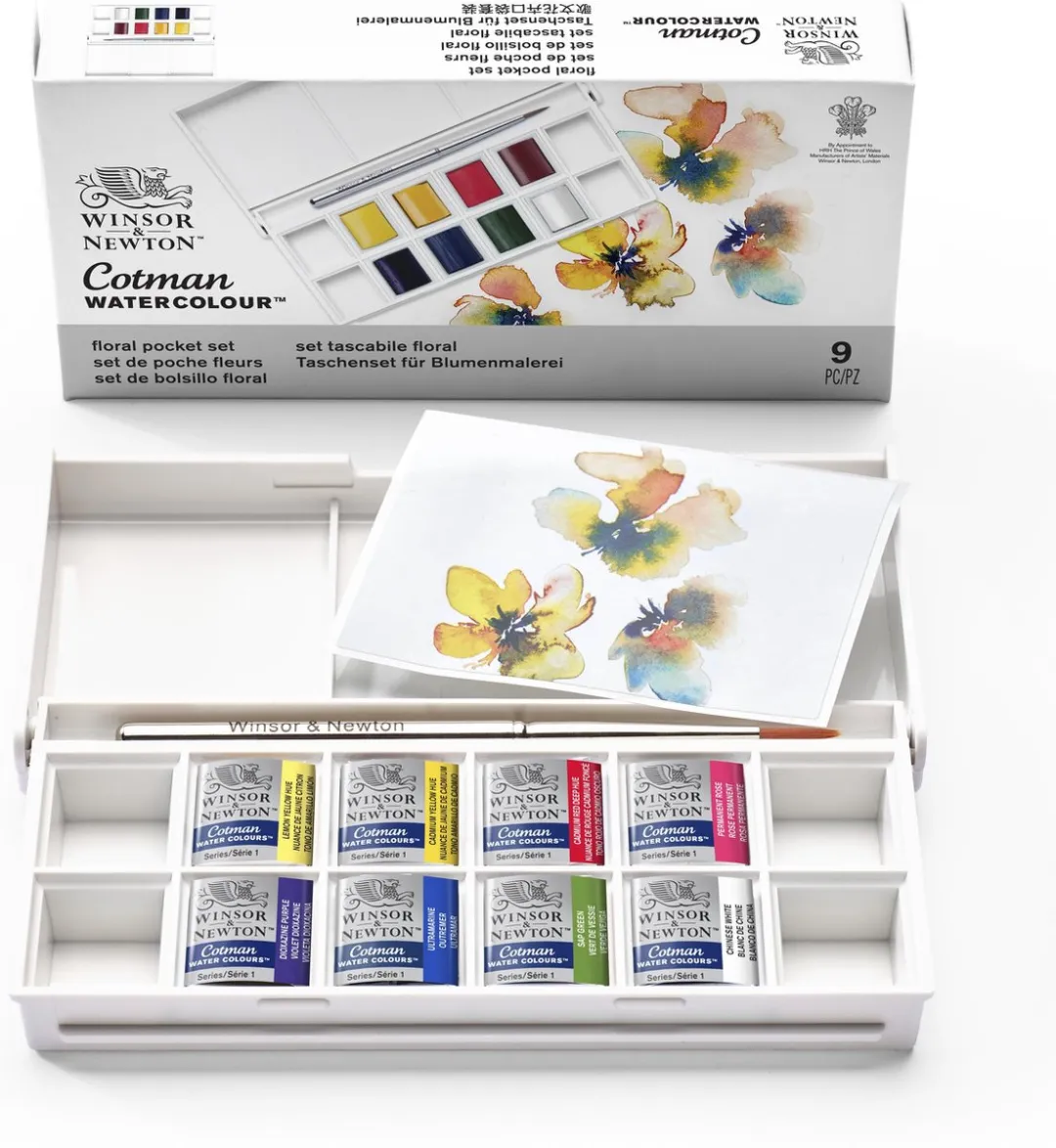Winsor & Newton Cotman Waterverf 8 Halve Pans Floral Pocket Set