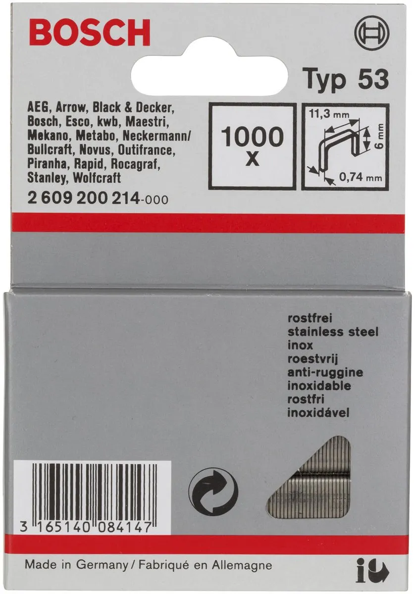Bosch Type 53 Draadnippels 11,4x0,74x6mm - 5000 Stuks