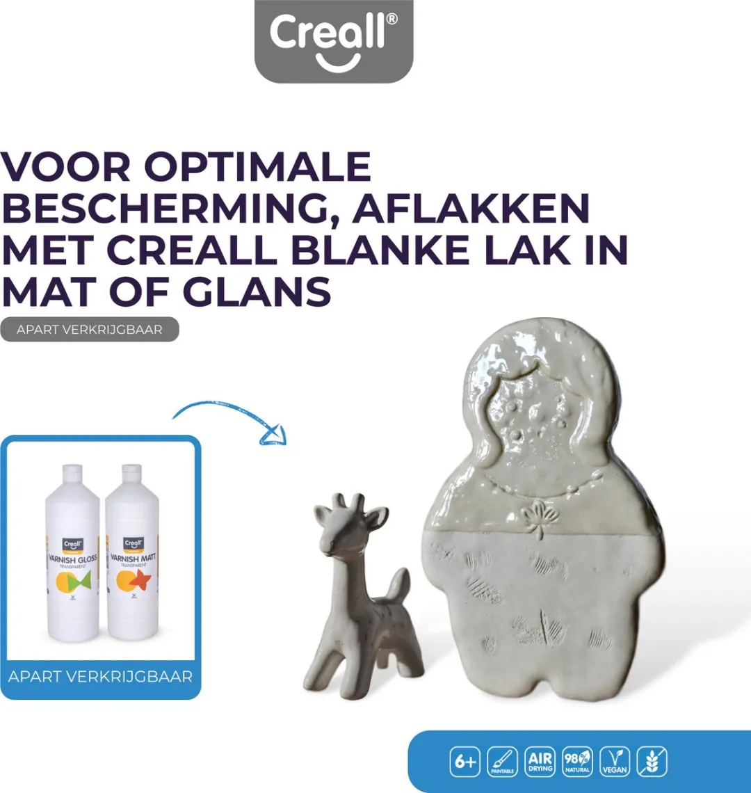 Creall Do & Dry | Luchtdrogende klei kleur Cement | 12 x 500g | Made in Holland | Zacht en klaar voor gebruik | Made in Holland | Knutselwerk kinderen, school, hobby, DIY en creatieve projecten