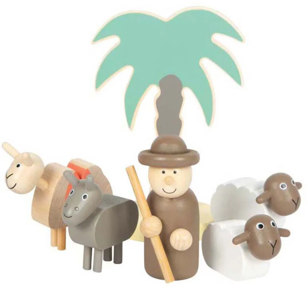 Small Foot Houten Kerstkribbe Speelset - 13 Meubels & Poppen