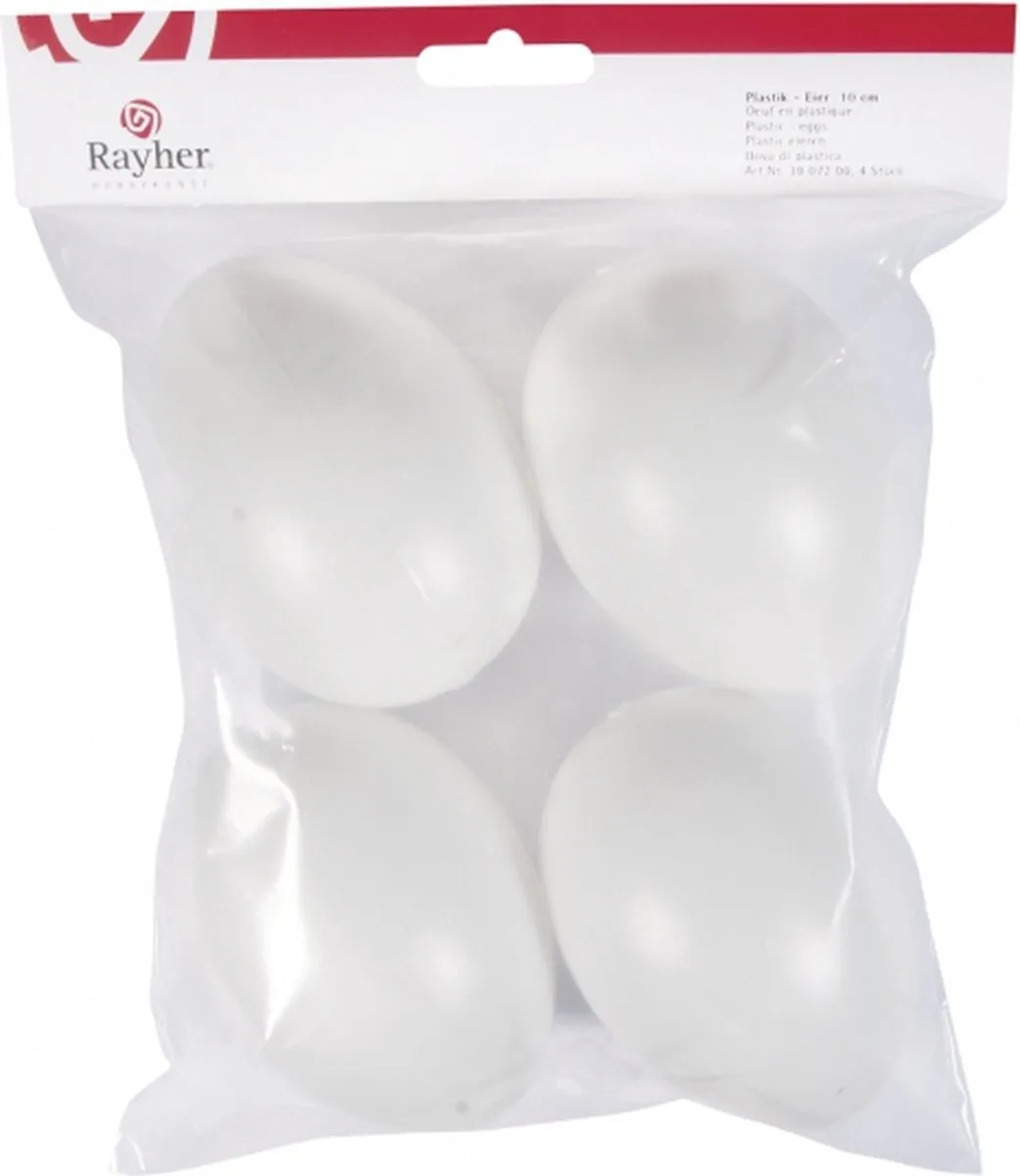 Rayher Plastic Eieren 10cm - 12 Stuks Wit