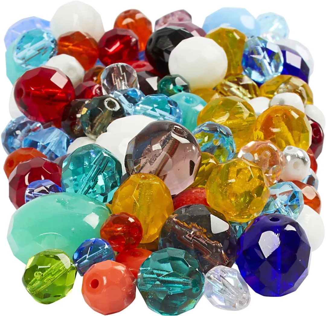Creativ Company Facet Glaskralen Mix - 400 Stuks - 3-15mm - Multicolor