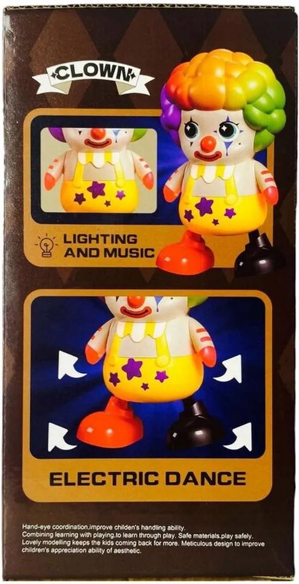 YJ Toys Dansende Circus Clown 21cm - Licht & Geluid - 3x AAA