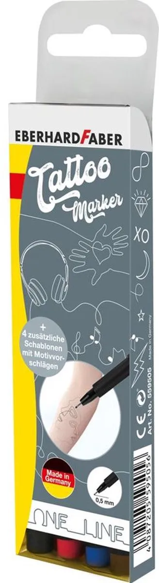Eberhard Faber One Line Tattoo Stiften - 4 Stuks - Assorti - afbeelding 6 van 6