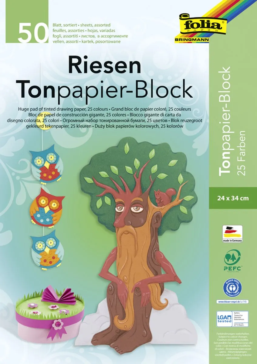 Folia Reuze Gekleurd Papierblok 240x315mm