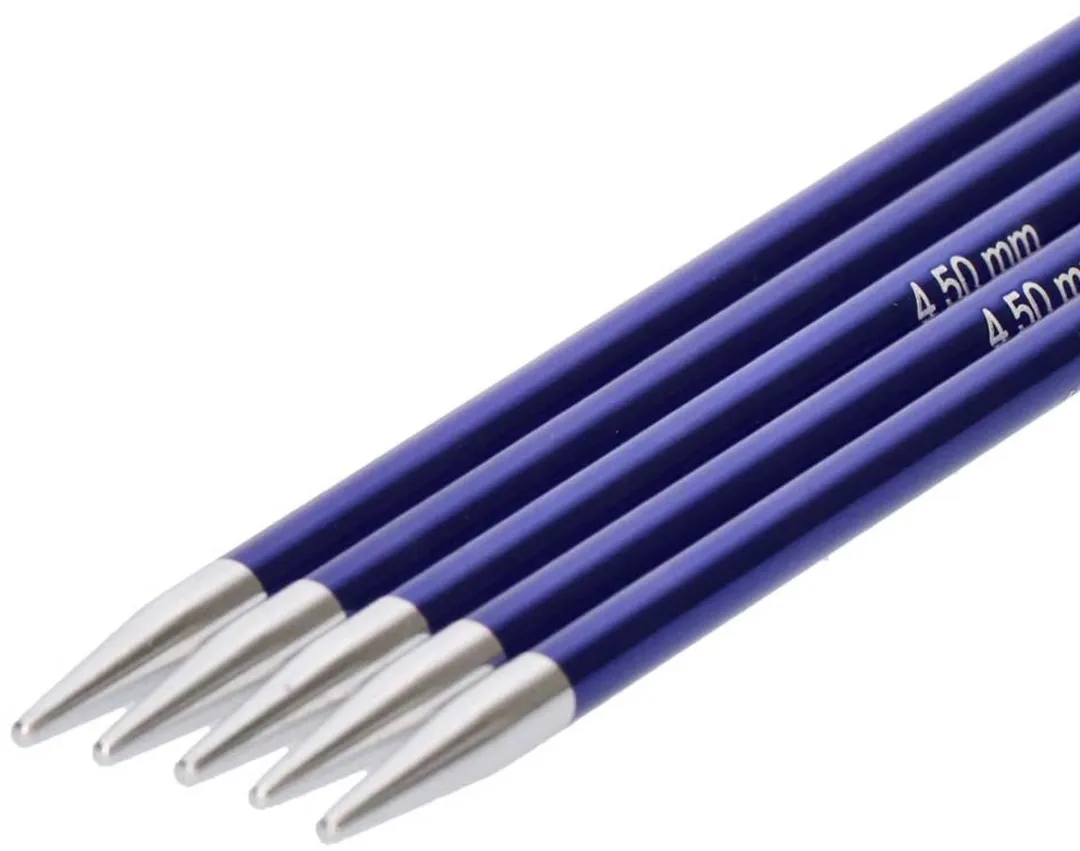 KnitPro Zing Sokkennaalden 4.50mm - 5 Stuks - Blauw