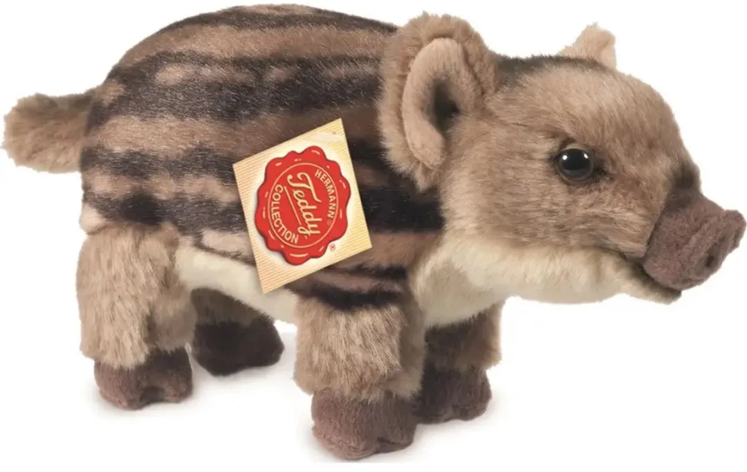 Hermann Teddy Knuffel Wild Zwijn Jong - Bruin/Zwart