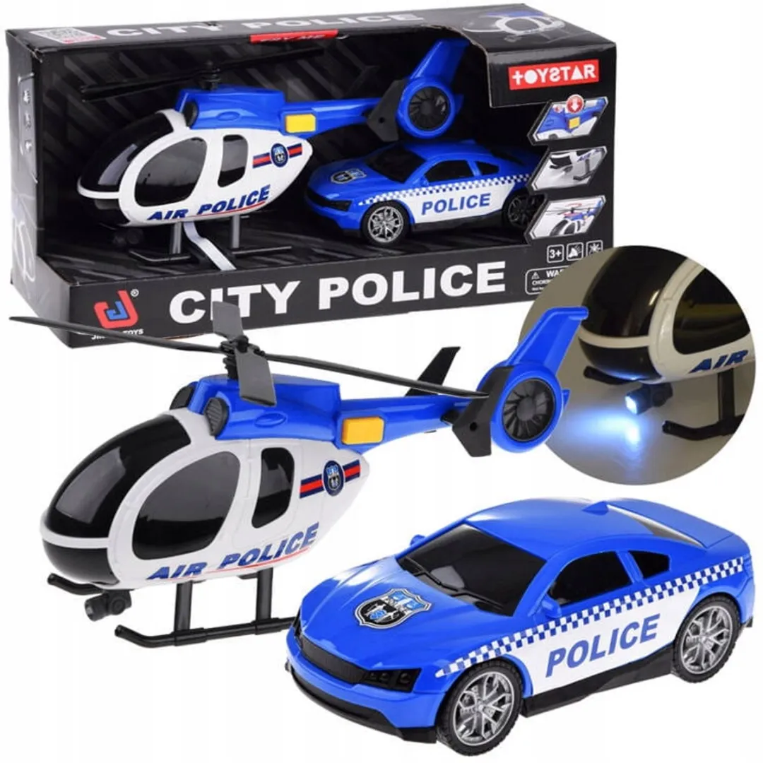 Toystar Politieauto & Helikopter Speelgoedset