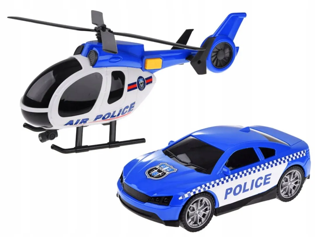 Toystar Politieauto & Helikopter Speelgoedset - Wit/Blauw