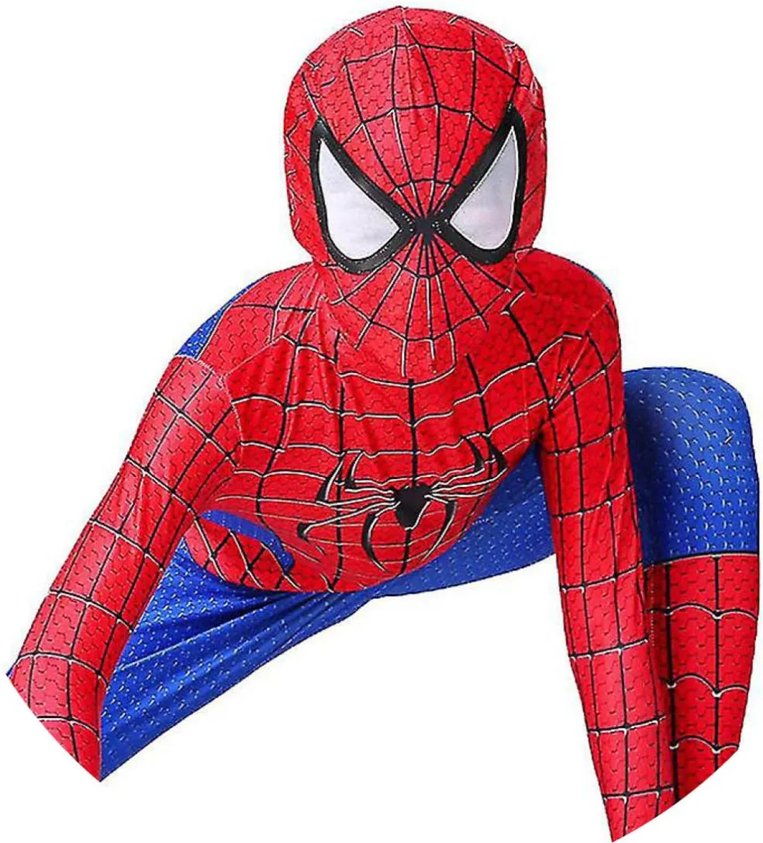 Jobber Toys Spinnenjongen Verkleedpak - Maat 110/116 - Rood/Blauw/Zwart