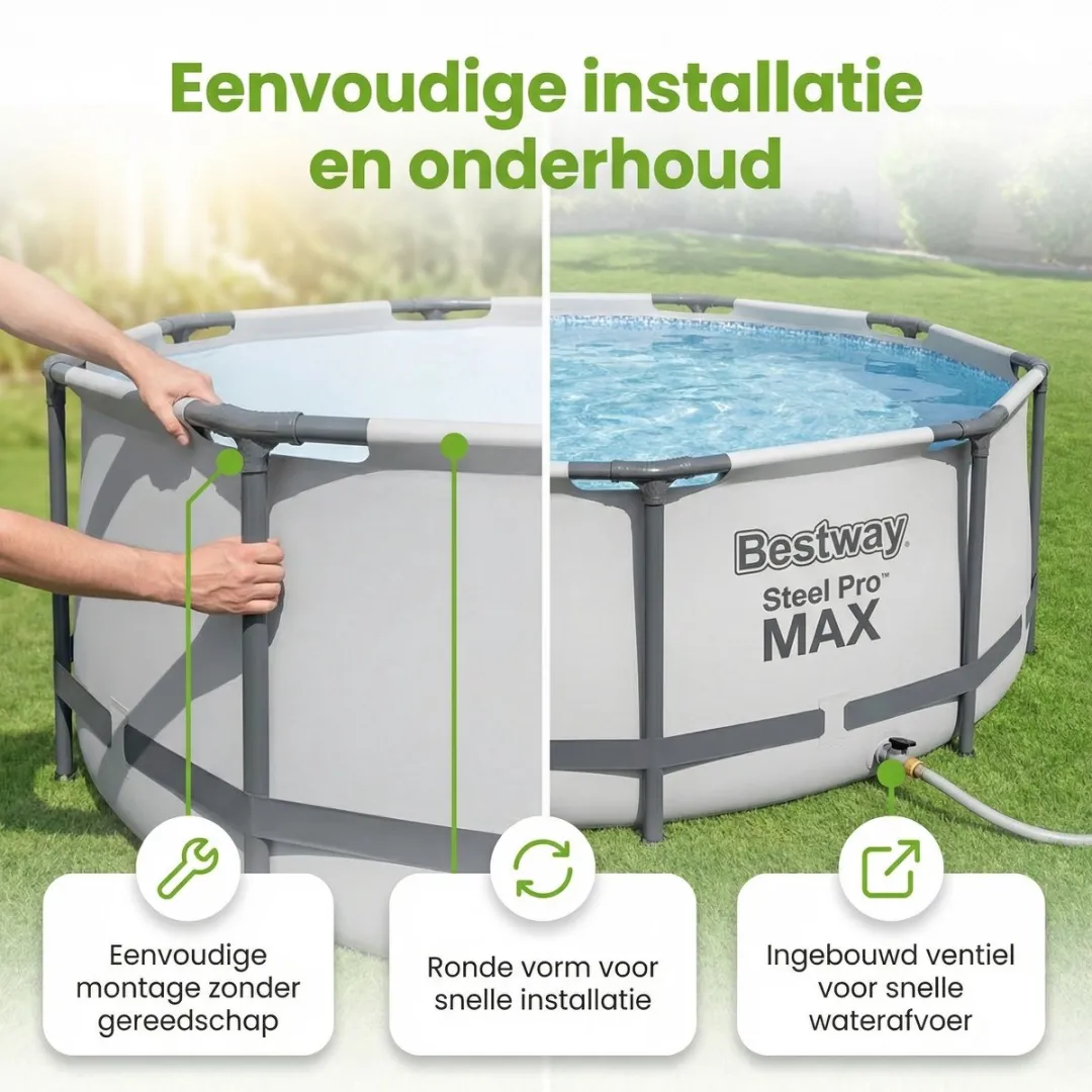 Bestway Steel Pro MAX Zwembad 549x122cm - Grijs - 8-delig