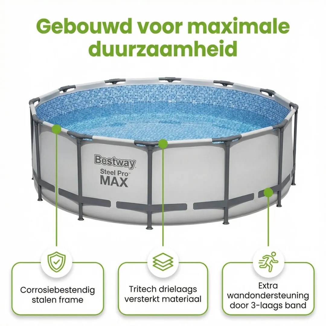Bestway Steel Pro MAX Zwembad 549x122cm - Grijs - 8-delig