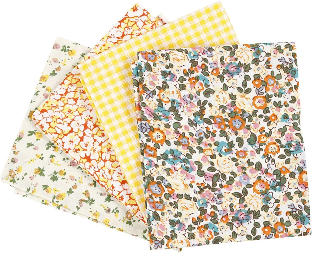 Creativ Company Patchworkstof Geel 4 Stuks
