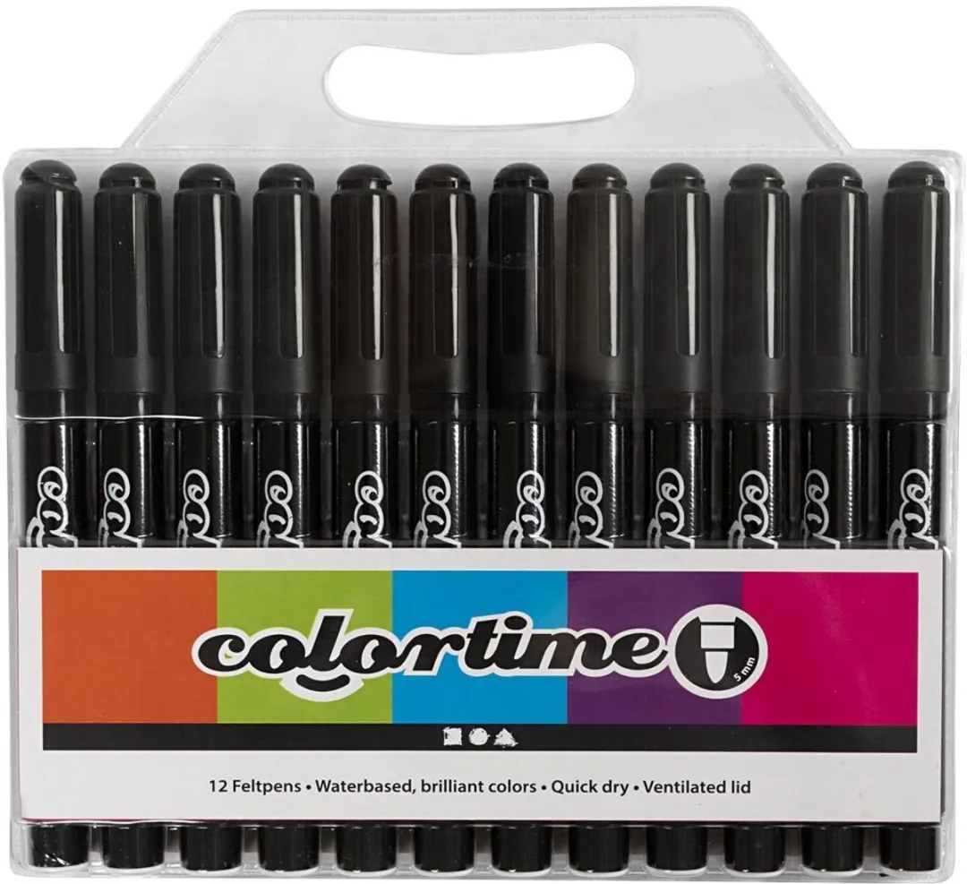 Colortime Zwart Stiften 5mm - 12 Stuks