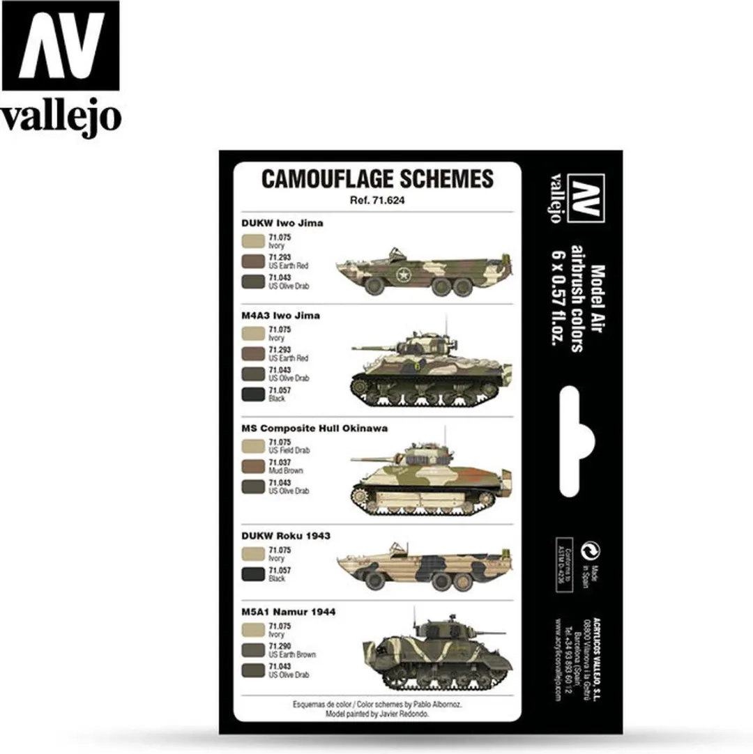 Vallejo Hobbyverf Acrylverf WWII USMC Colors Sand Patterns 1942-1945 - 6x17ml