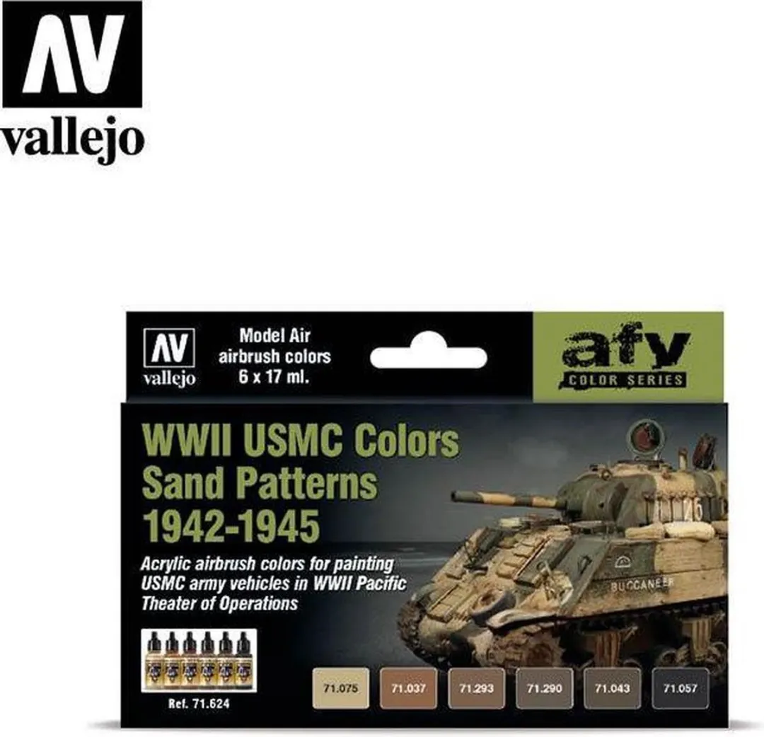 Vallejo Hobbyverf Acrylverf WWII USMC Colors Sand Patterns 1942-1945 - 6x17ml