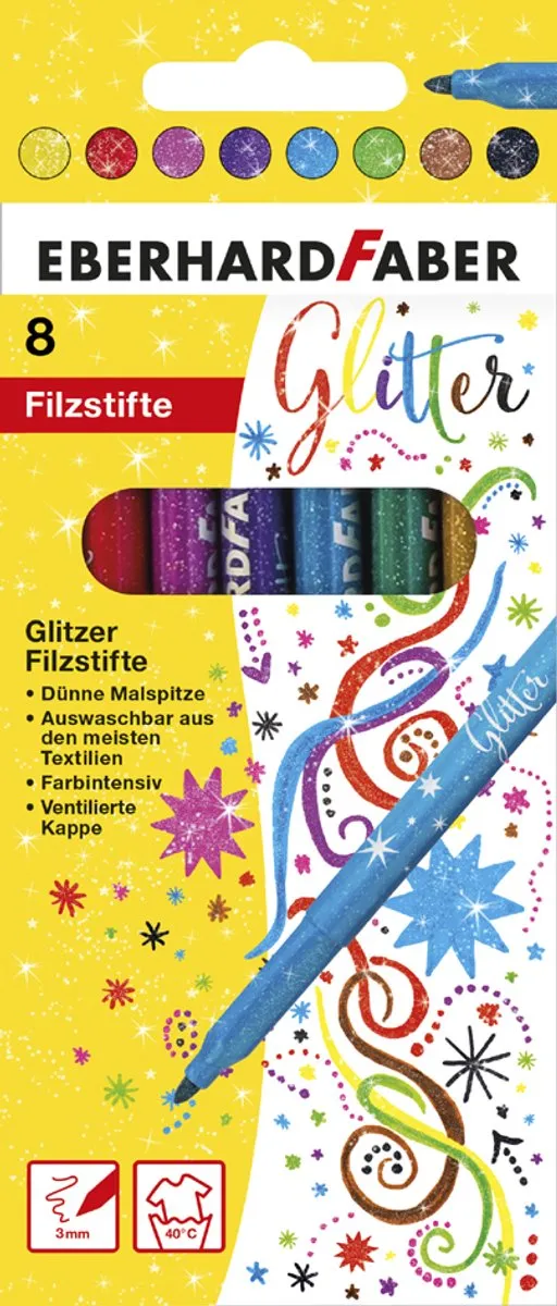 Eberhard Faber Glitter Viltstiften 8 Stuks - EF-551008