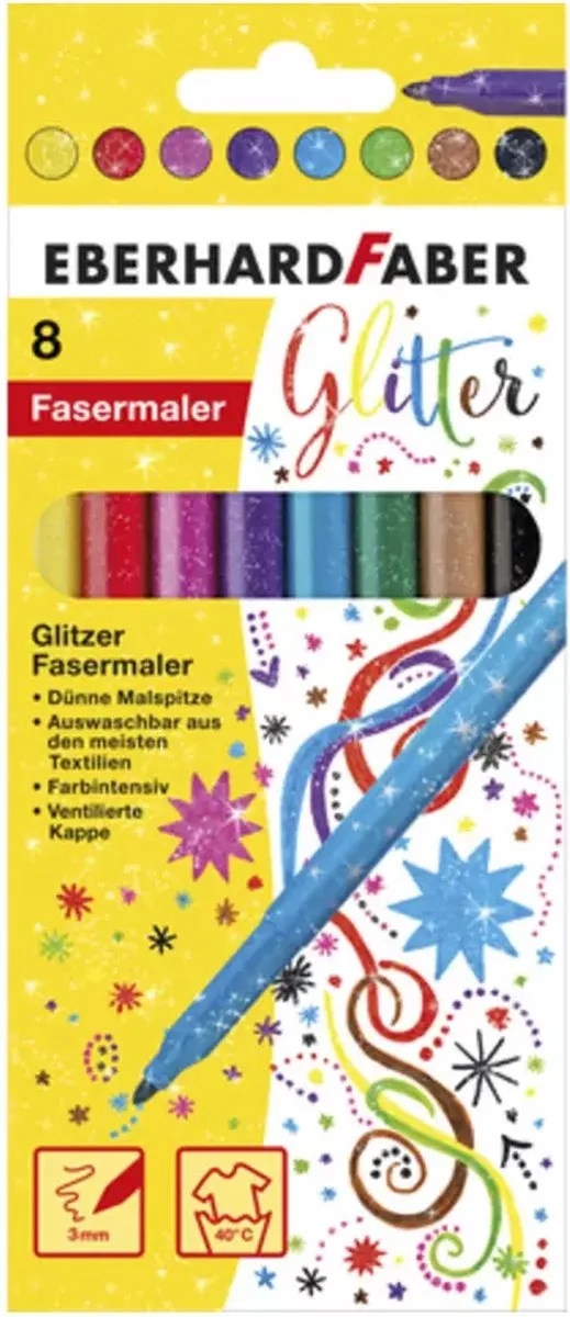 Eberhard Faber Glitter Viltstiften 8 Stuks - EF-551008