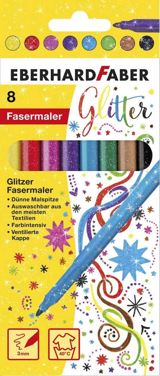 Eberhard Faber Glitter Viltstiften 8 Stuks - EF-551008