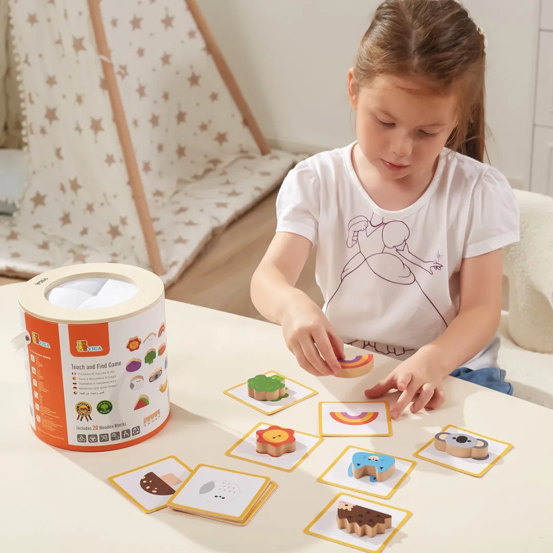 VigaToys Houten Blokken Tik en Zoek Spel - 20 Stuks - Multi